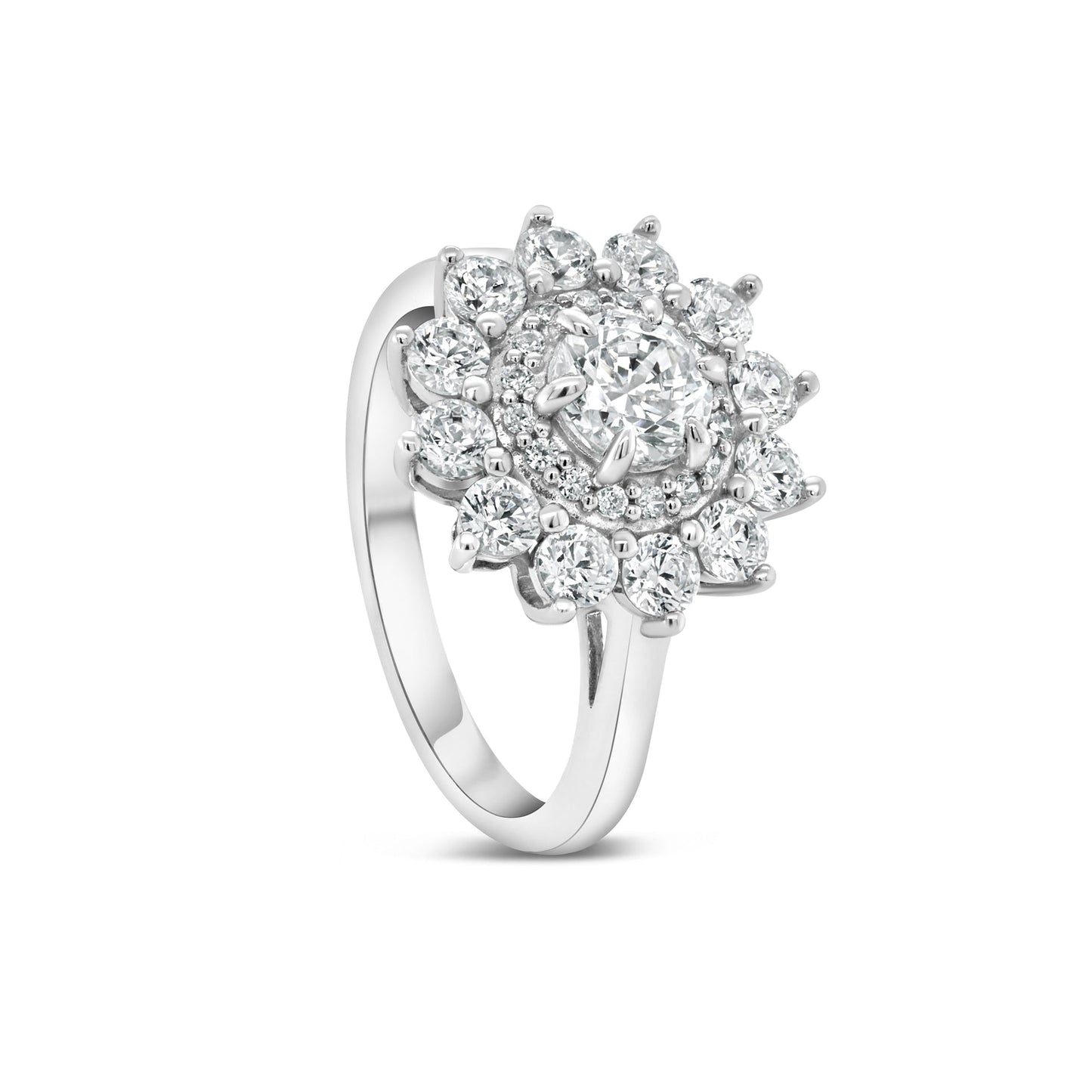 Stunning 0.5 CT Round Moissanite Engagement Ring In Cluster Design 2