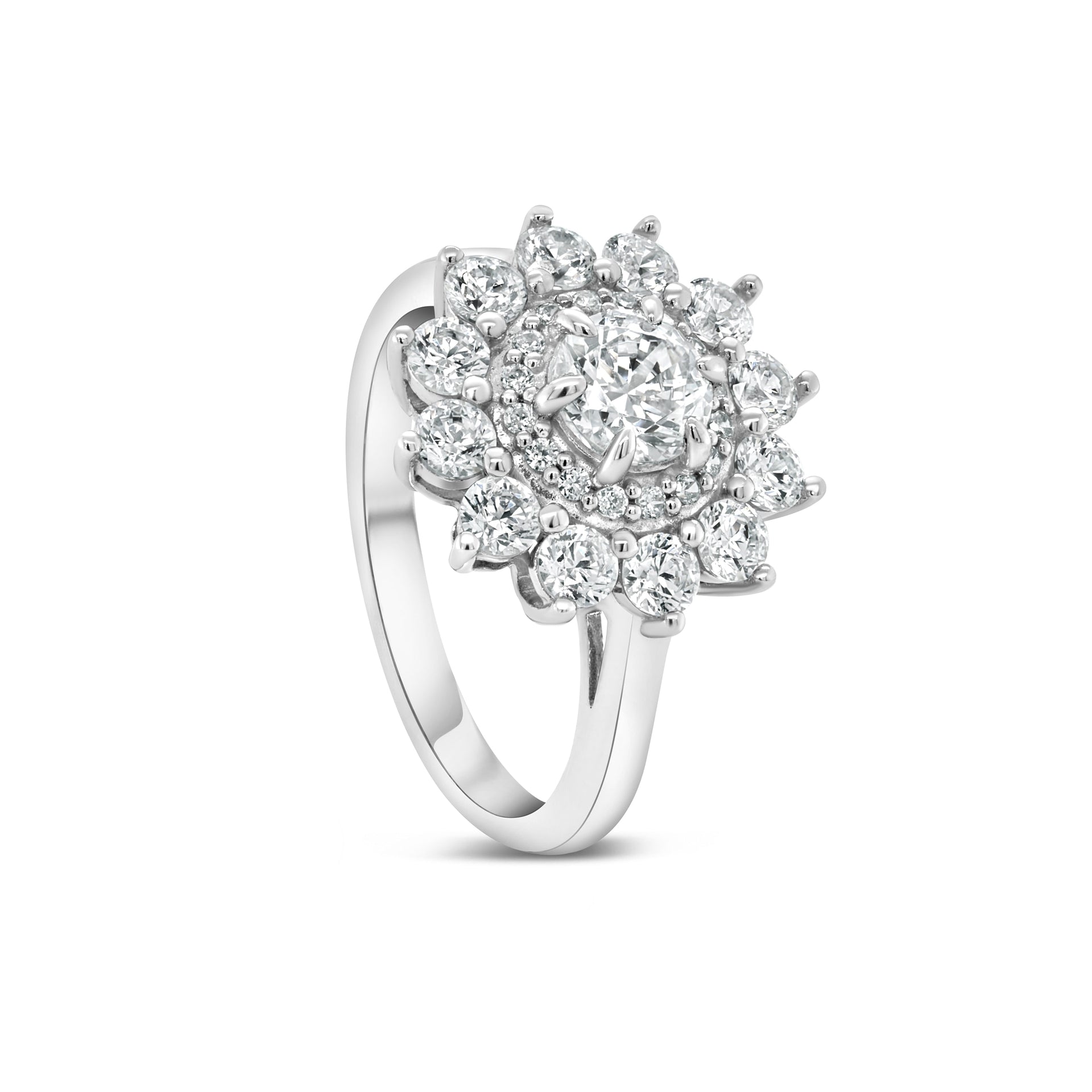 Stunning 0.5 CT Round Moissanite Engagement Ring In Cluster Design 2