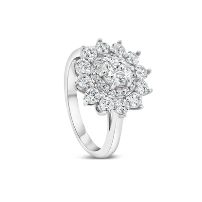 Stunning 0.5 CT Round Moissanite Engagement Ring In Cluster Design 2