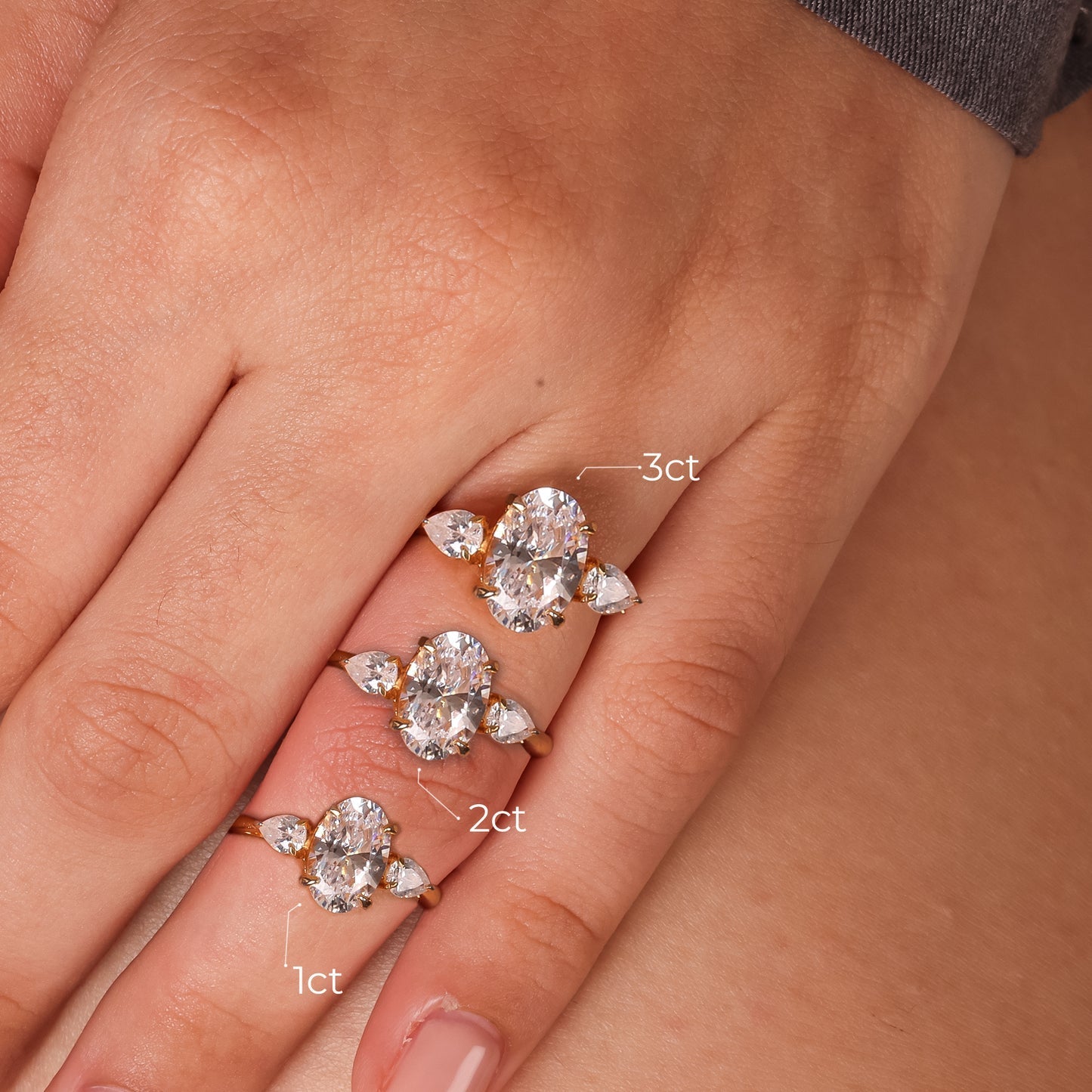Stunning 2.0 CT Oval Moissanite Engagement Ring with Three Stone Design 3