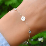 1.0 TCW Round Aquamarine Lab Made Diamond- March Birthstone Bracelet 6