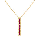 Baguette Ruby Lab Made Diamond- July Birthstone Bar Necklace 1