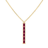 Baguette Ruby Lab Made Diamond- July Birthstone Bar Necklace 1