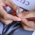Stunning 1.5 - 2.5 CT Radiant Moissanite Engagement Ring with Pave & Halo Design 2