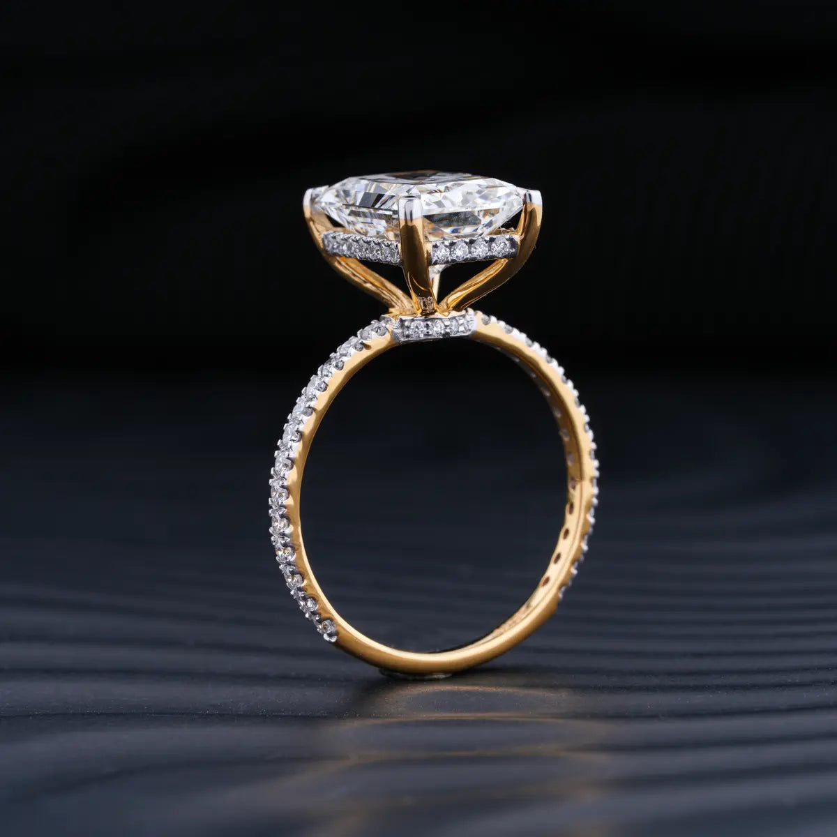 Stunning 5.0 CT Radiant Moissanite Engagement Ring with Double Hidden Halo & Pave Design 5