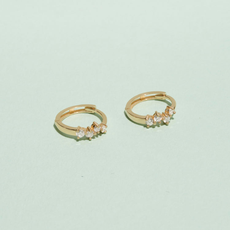 0.50 TCW Round Cut Moissanite Cluster Huggies Earrings in Gold 11