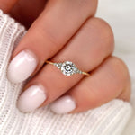 Stunning 0.75 CT Round Moissanite Engagement Ring With Cluster Design 8