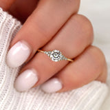 Stunning 0.75 CT Round Moissanite Engagement Ring With Cluster Design 8