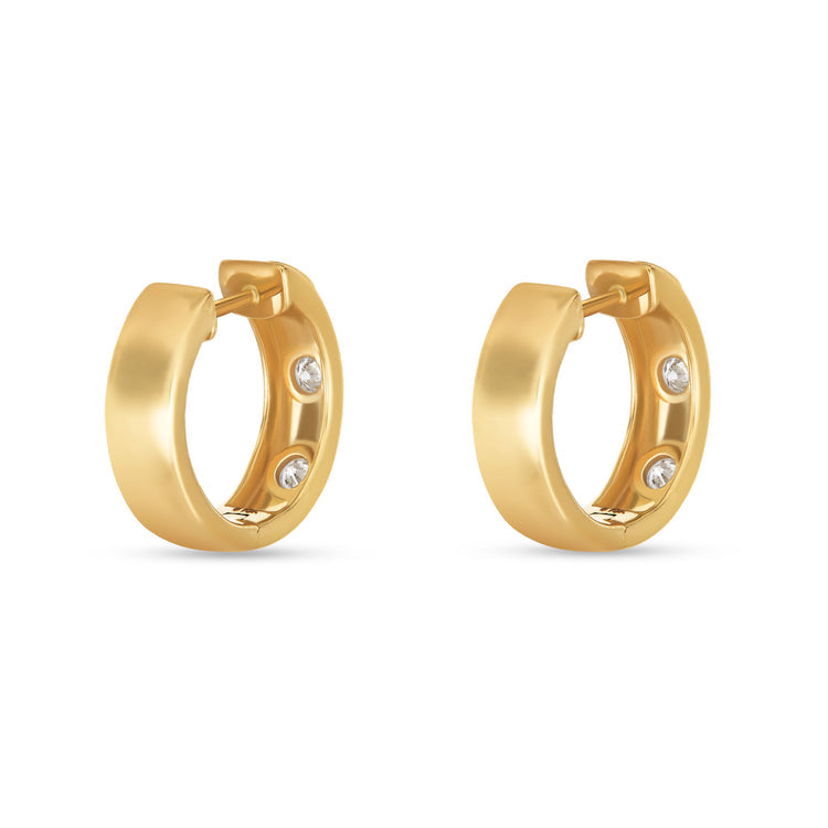0.40 TCW Round Cut Moissanite Flush Huggies Earrings in Gold 6