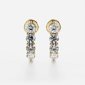 1.0 TCW Round Cut Moissanite Hoops Earrings in Gold