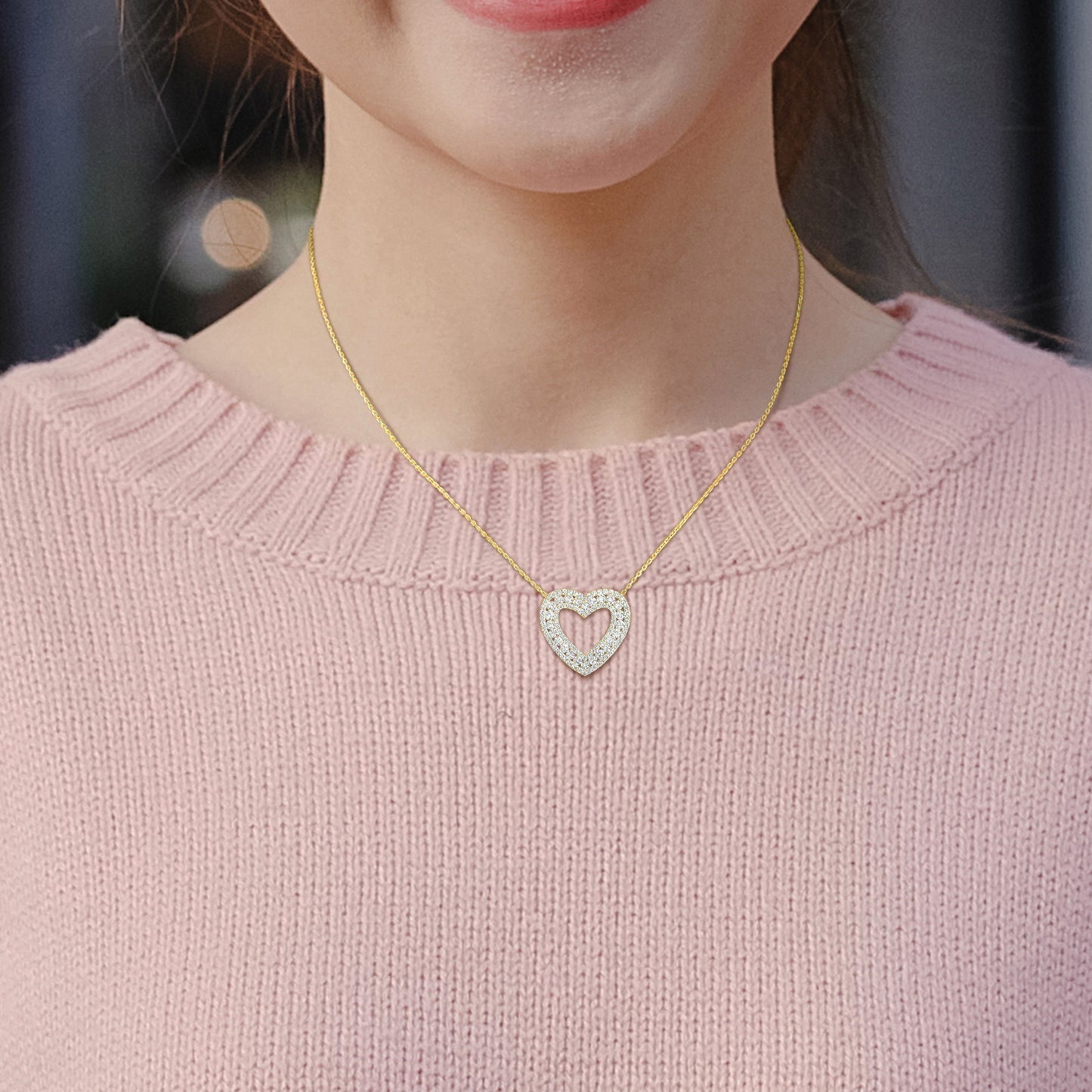 Round Cut Cubic Zirconia in 925 Sterling Silver Necklace 10