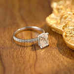 Stunning 3.0 CT Radiant Moissanite Engagement Ring with Pave &  Hidden Halo Design 5