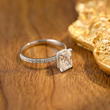 Stunning 3.0 CT Radiant Moissanite Engagement Ring with Pave &  Hidden Halo Design 5