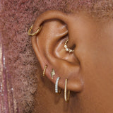 1.0 TCW Round Cut Moissanite Pave Huggie Earrings in Gold 9