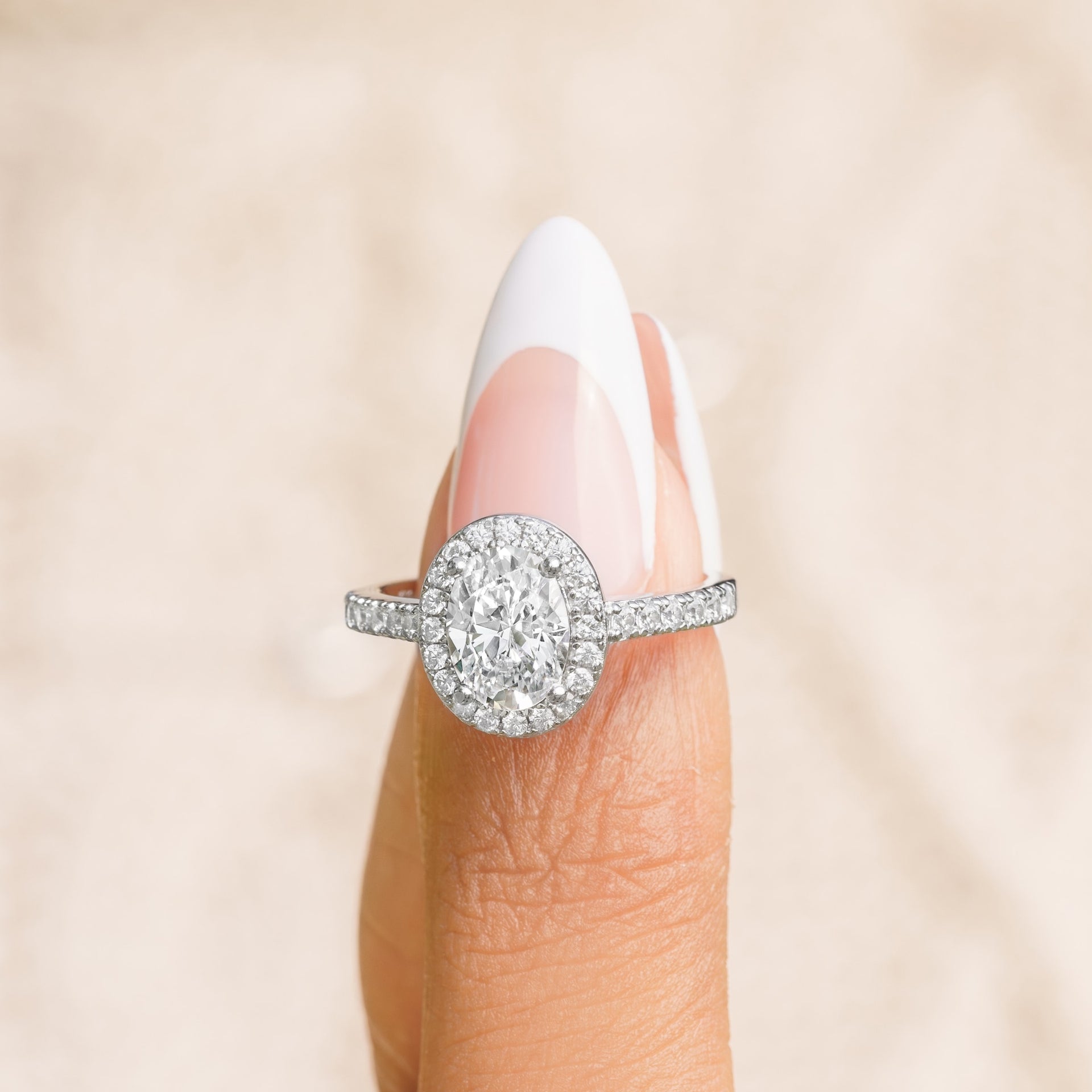 Stunning 1.5 CT Oval Moissanite Engagement Ring with Pave & Halo Design 5