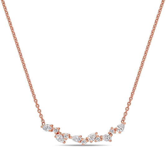 Round Cut Cubic Zirconia in 925 Sterling Silver Necklace 1