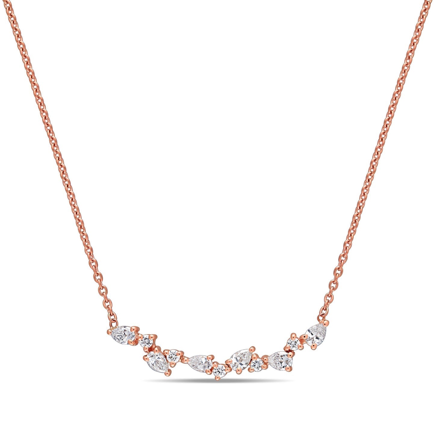 Round Cut Cubic Zirconia in 925 Sterling Silver Necklace 8