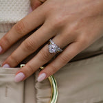 Oval Cut Three Stone Style Cubic Zirconia in 925 Sterling Silver Ring 5
