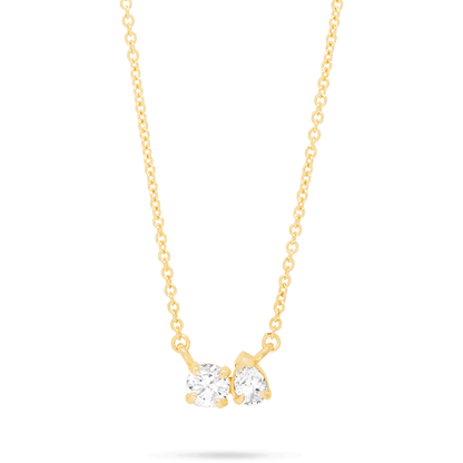0.80 CT Round & Pear Moissanite Diamond Two Stone Pendant Necklace in Solid Gold 1
