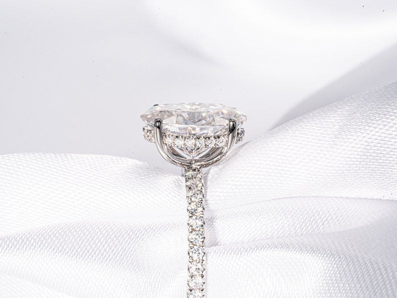 Stunning 3.50 CT Oval Cut Moissanite Engagement Ring with Hidden Halo & Pave Design 3