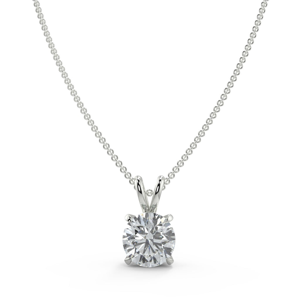 1.0 CT Round Moissanite Diamond Solitaire Pendant Necklace in Solid Gold 5