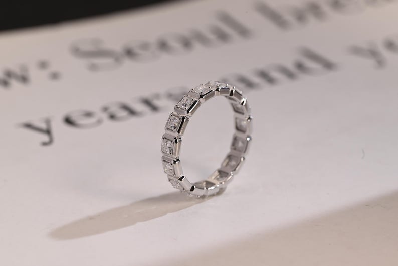 Stunning 0.4 TCW Princess Moissanite Stones Full Eternity Wedding Band 9