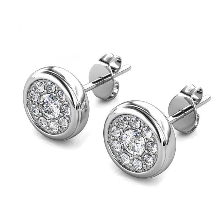 Round Cut Cubic Zirconia in 925 Sterling Silver Earrings 4