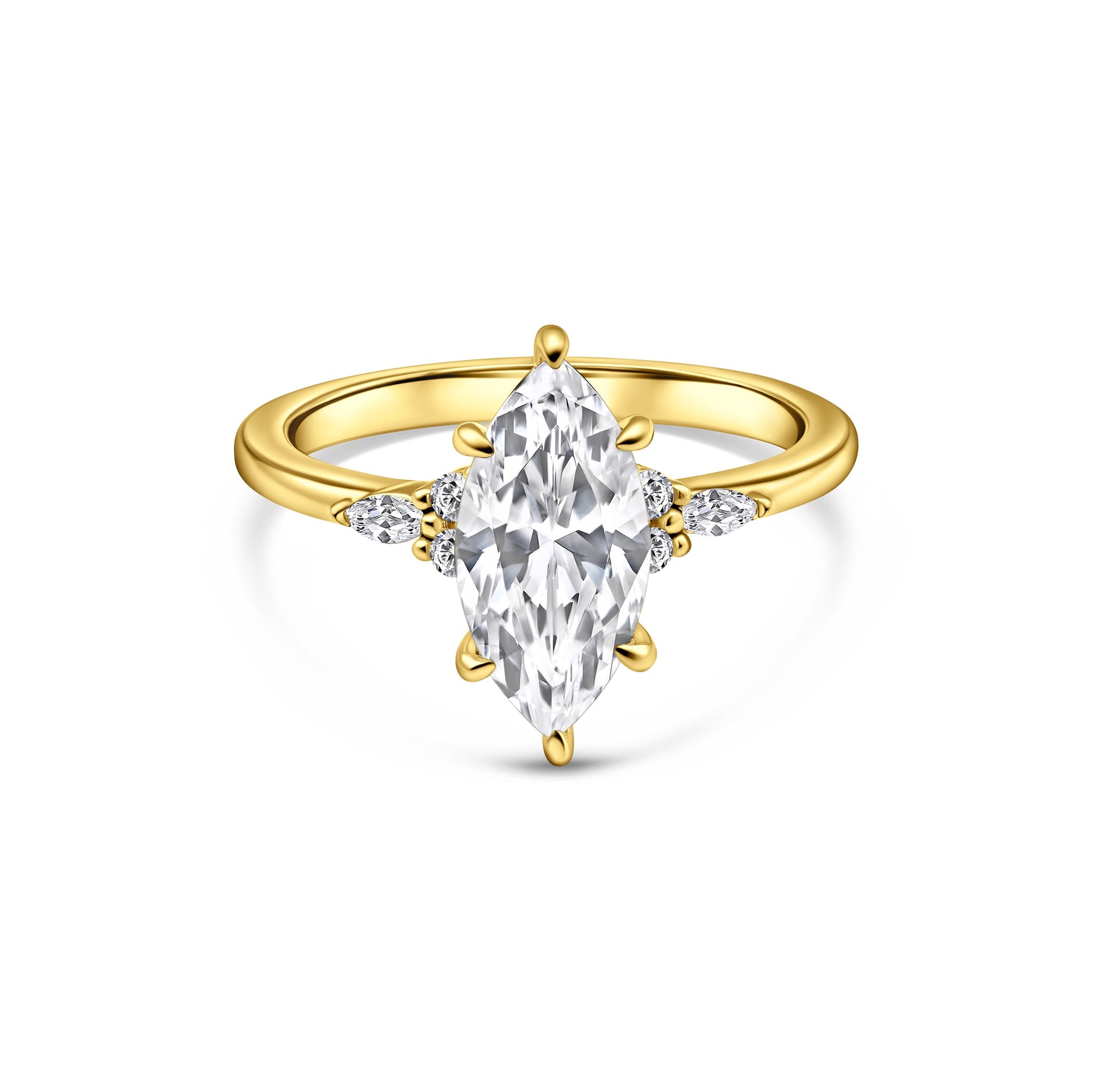 Stunning 2.5 CT Marquise Moissanite Engagement Ring in Cluster Design 1