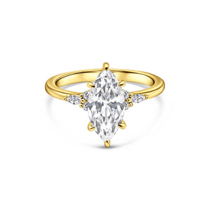 Stunning 2.5 CT Marquise Moissanite Engagement Ring in Cluster Design