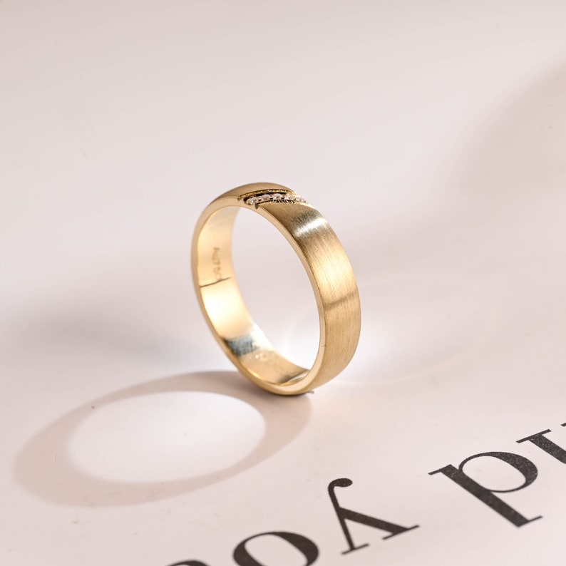Delicate Moissanite Band with 0.05 TCW Round Cut Stones in Solid Gold 3