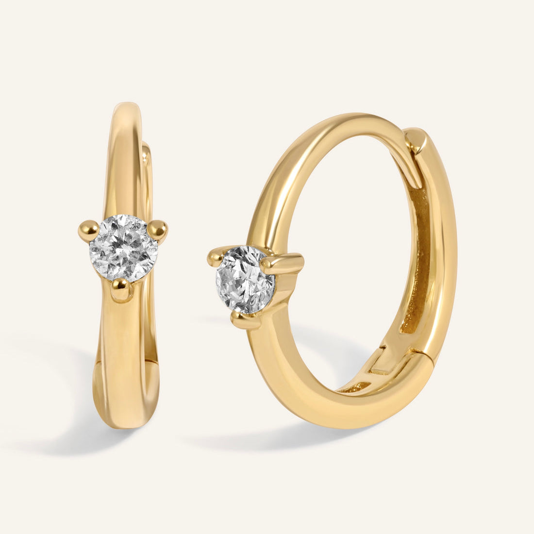 0.10 TCW Round Cut Moissanite Hoops Earrings in Gold 1