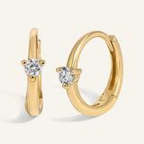 0.10 TCW Round Cut Moissanite Hoops Earrings in Gold 1