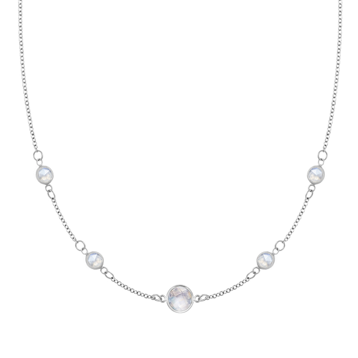 0.25 CT Round Moonstone Lab Made Diamond- June Birthstone Necklace 5