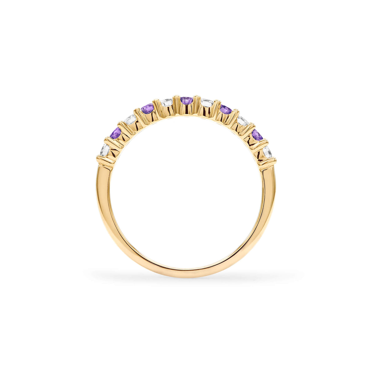 0.15 CT Round Amethyst Lab Made Diamond- February Birthstone Wedding Band 4