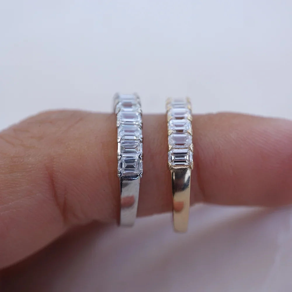 Stunning 0.60 CT Emerald Moissanite Stones Full Eternity Wedding Band 6