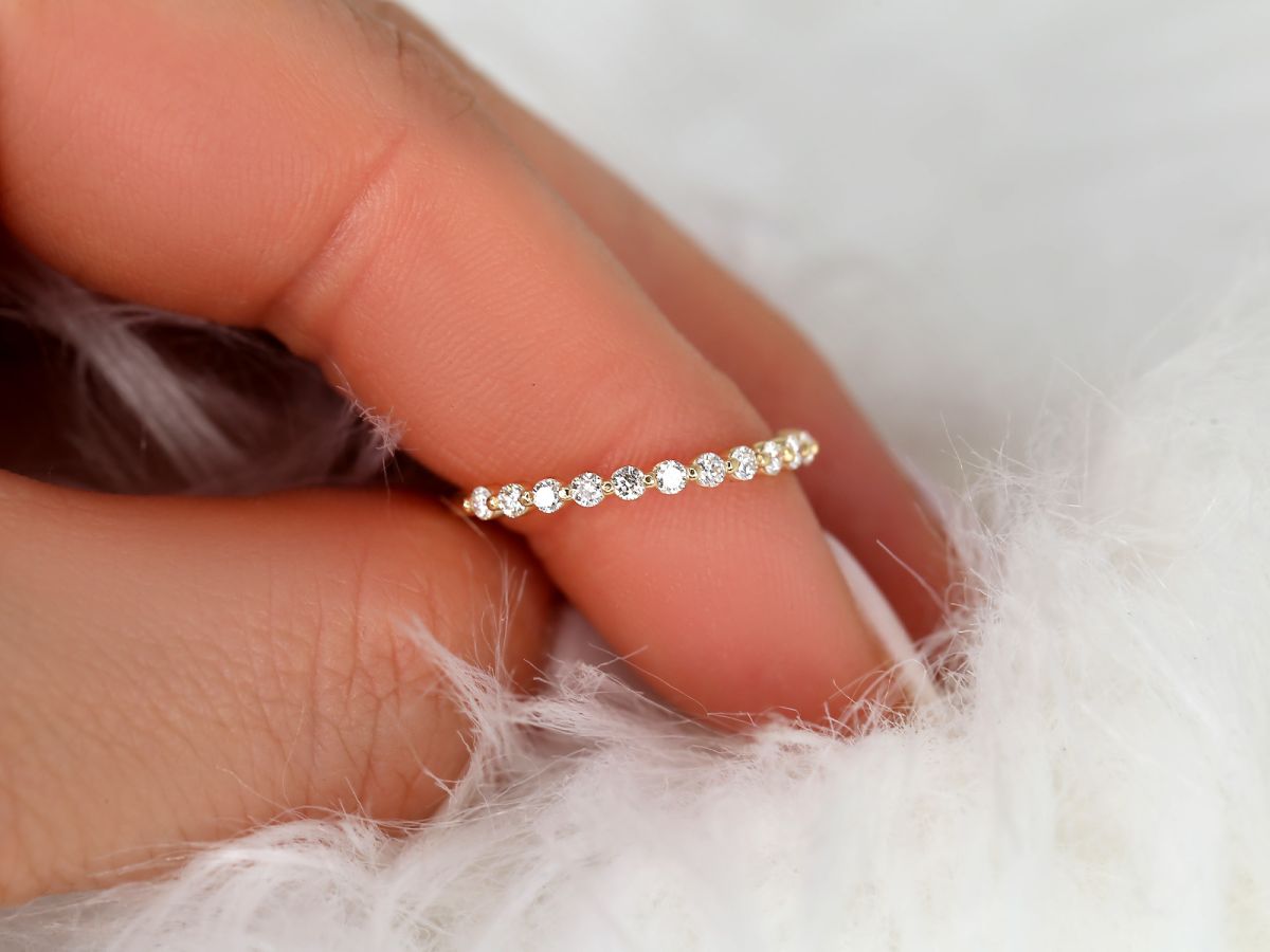 Stunning 0.35 TCW Round Moissanite Stones Half Eternity Wedding Bands 11
