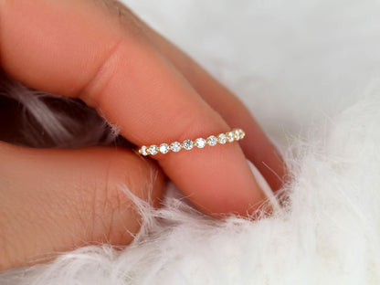 Stunning 0.35 TCW Round Moissanite Stones Half Eternity Wedding Bands 11
