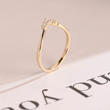 Stunning 0.1 TCW Round Moissanite Stones Curved Wedding Bands 6