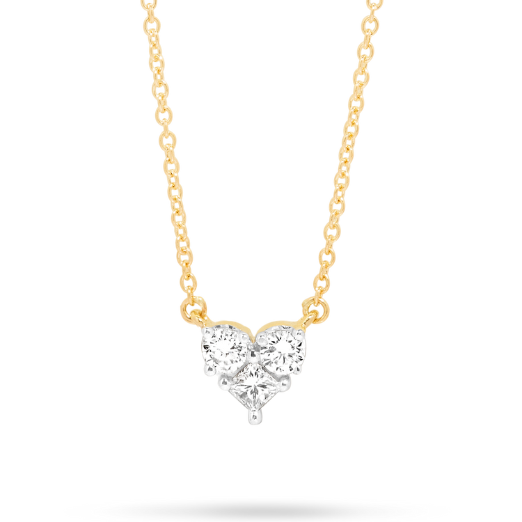 0.30 CT Princess & Round Moissanite Diamond Cluster Pendant Necklace in Solid Gold 3