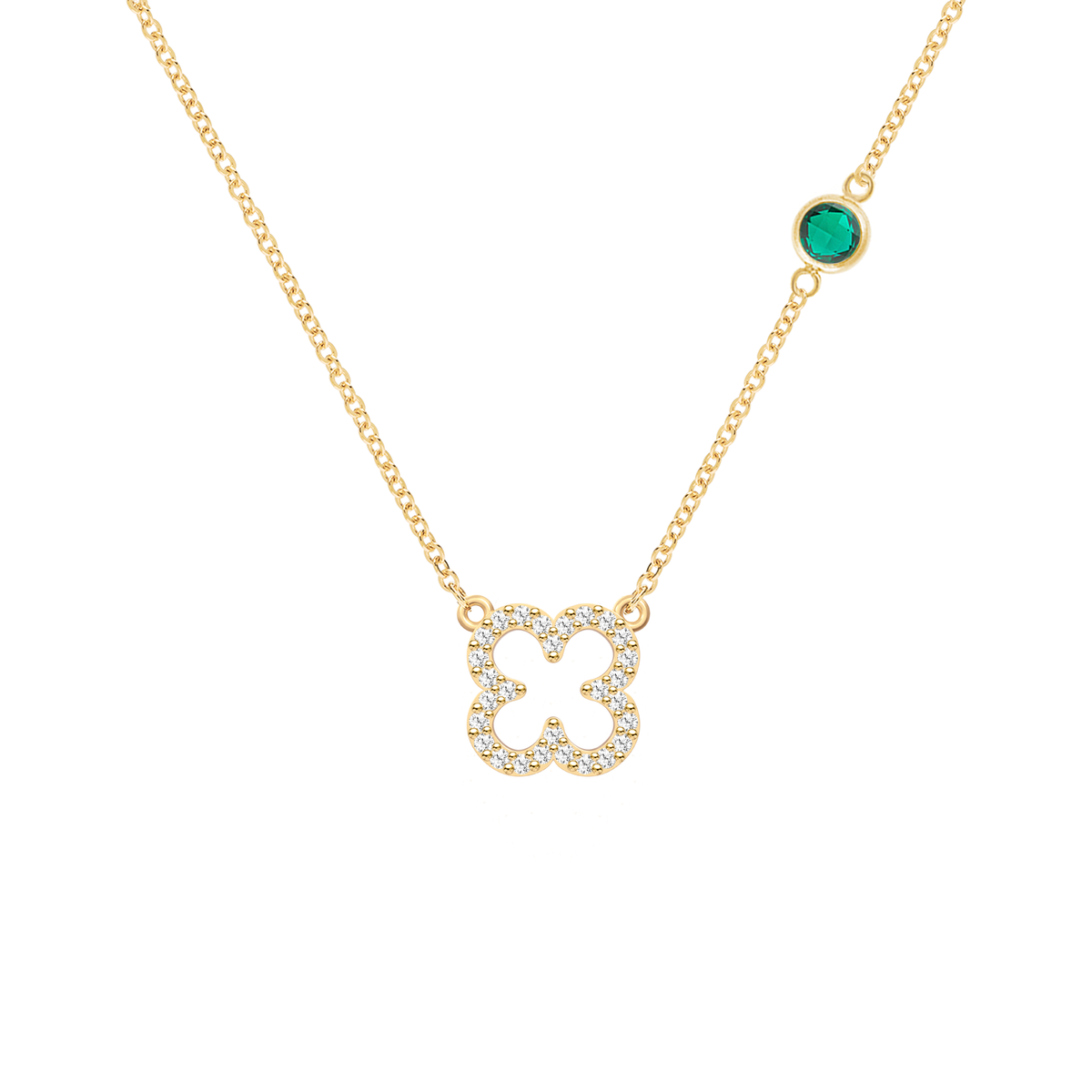 0.25CT Round Emerald Lab Made Diamond- May Birthstone Necklace 1