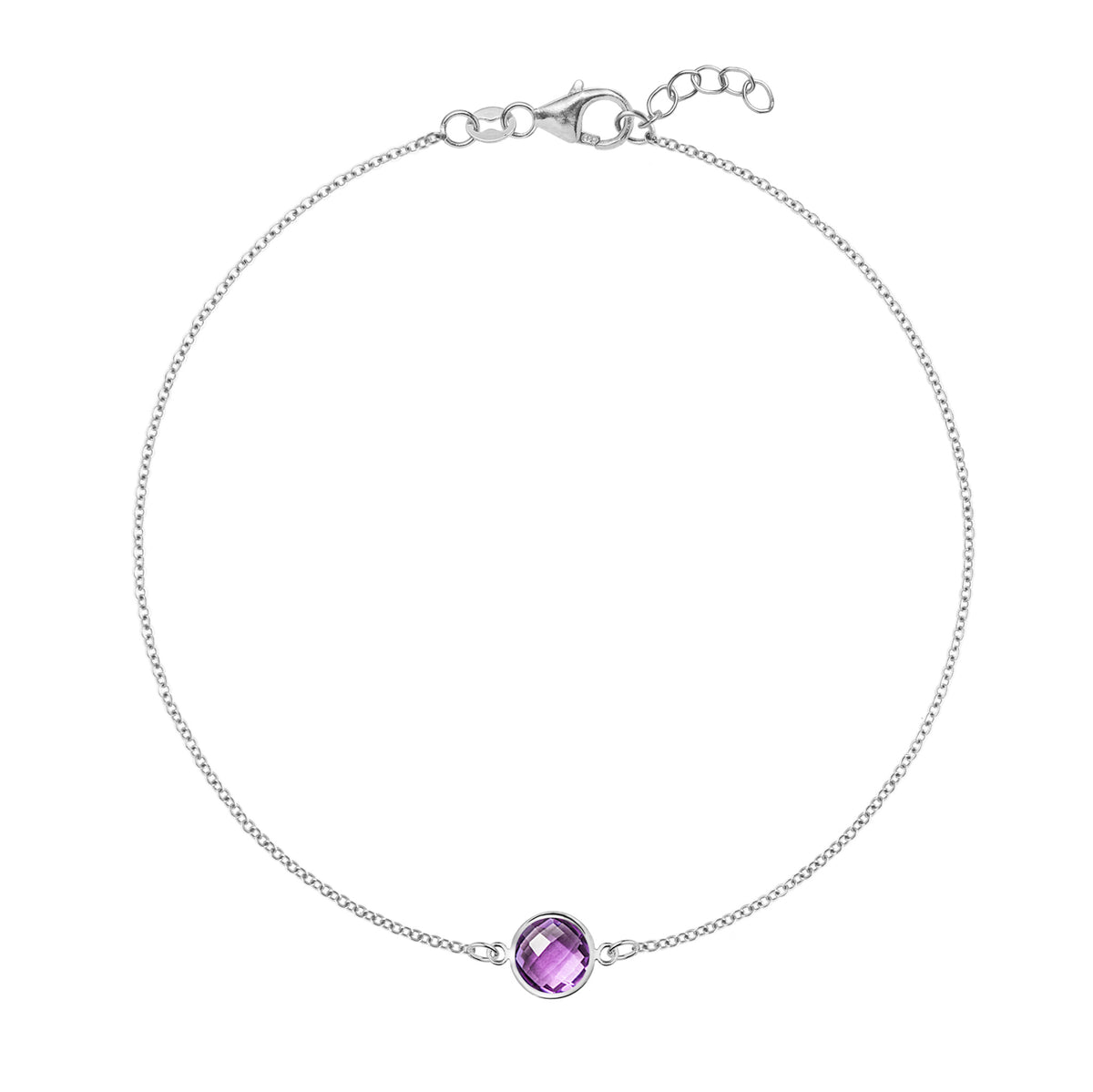 0.38 TCW Round Amethyst Lab Made Diamond- February Birthstone Bracelets 6