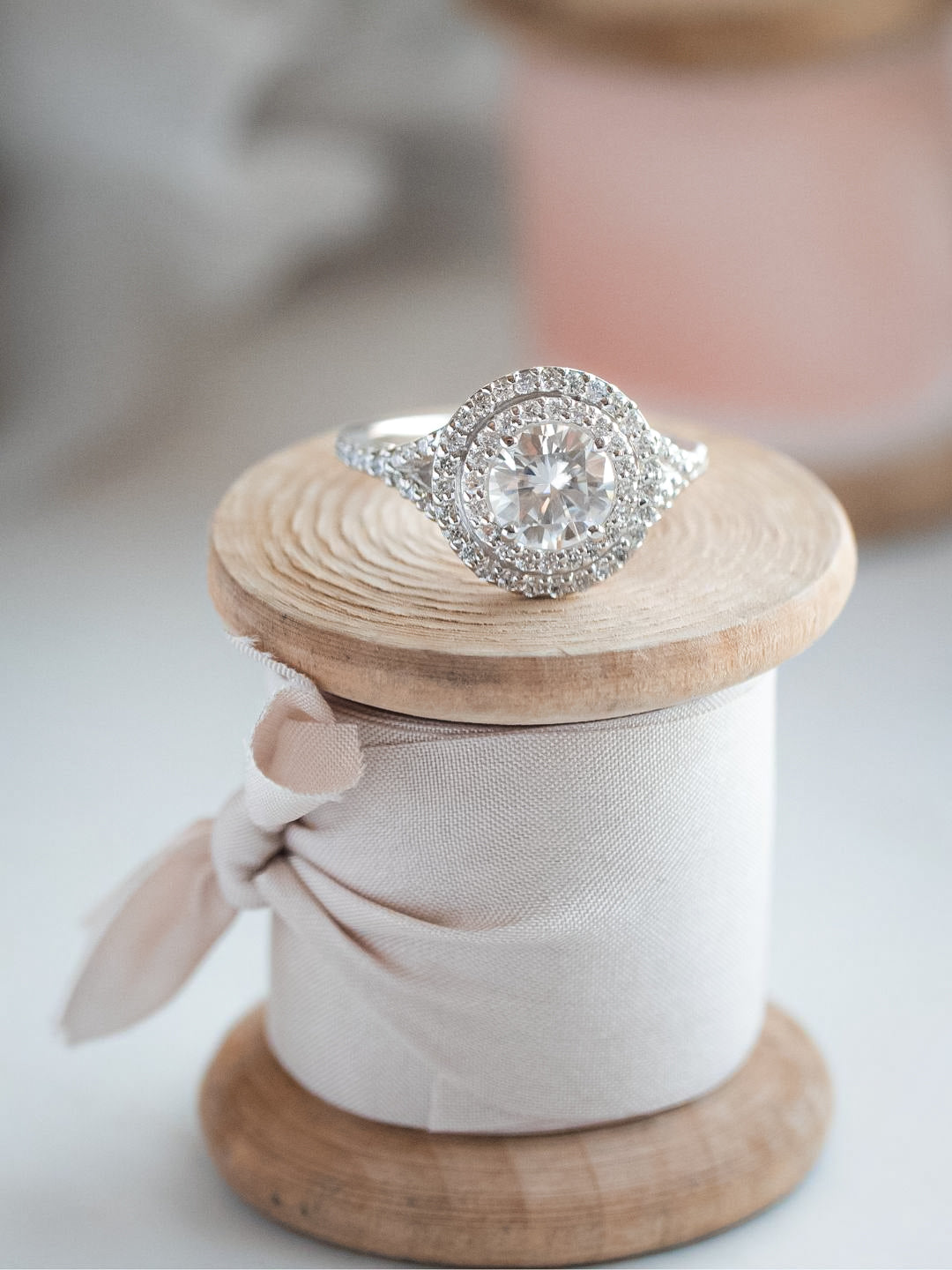 Stunning 1.0 CT Round Moissanite Engagement Ring with Double Halo and Pave Design 12