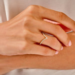 Stunning 0.40 TCW Round Moissanite Stones V-Shape Wedding Band 5