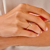 Stunning 0.40 TCW Round Moissanite Stones V-Shape Wedding Band 5