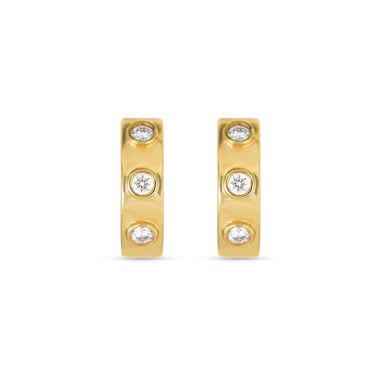 0.40 TCW Round Cut Moissanite Flush Huggies Earrings in Gold 4