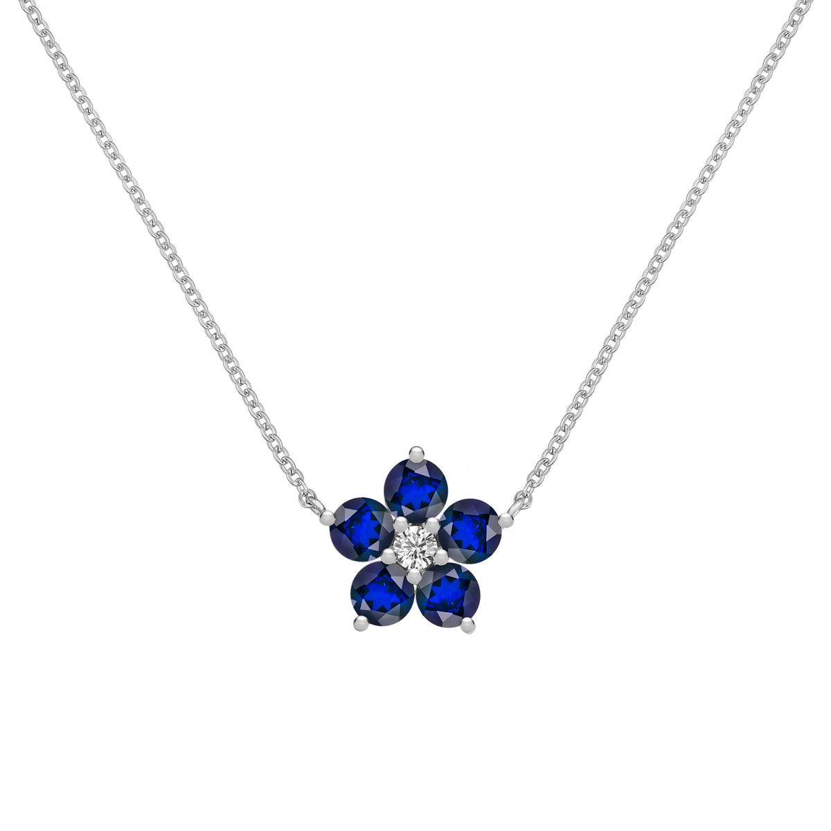 1.46 TCW Round Sapphire Lab Made Diamond- September Birthstone Necklace 7