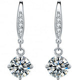 Round Cut Cubic Zirconia in 925 Sterling Silver Earrings 1