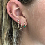 0.50 TCW Round Cut Moissanite Two Piercings Chain Earrings in Gold 2