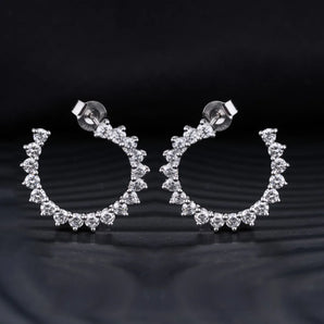 4.0 TCW Round Cut Moissanite Huggies Earrings in Gold