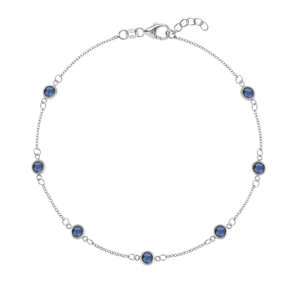 1 TCW Round Sapphire Lab Made Diamond- September Birthstone Bracelet 6